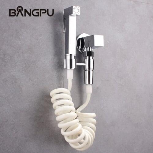 BANGPU Handheld Bathroom Bidet Shower Sprayer Wall Mounted Bidet Toilet bidet sprayer set Kit Brass Hand Bidet Faucet Chrome