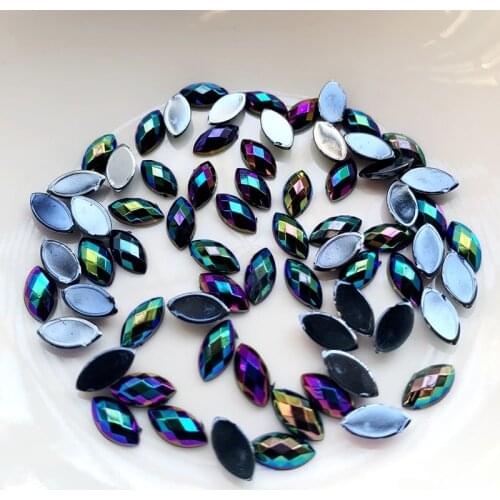 DIY 4*8mm 500pcs horse eye Acryl rhinestone AB crystal used as accessories for garment bag handicraft decoration Nail Art Design