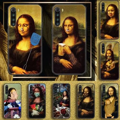 Mona Lisa Artist Painting Phone case For Xiaomi Redmi Note 7 7A 8 8T 9 9A 9S 10 K30 Pro Ultra black silicone shell soft