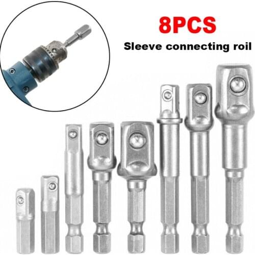 SMARLAN 8pcs per set Sleeve Connecting Rod Head Socket Adapter Impact Hex Shank Drill Bits Bar Set 1/4" 3/8" 1/2" Power Bits