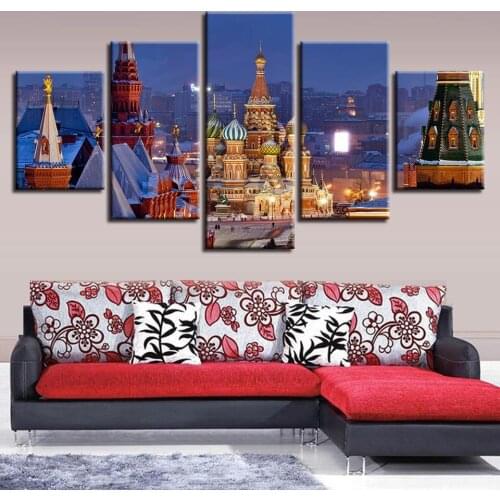 Modern diamond Wall Art Home Decor 5 Pieces Russian castle landscape diy diamond Paintings Full mosaic diamond embroidery WW288