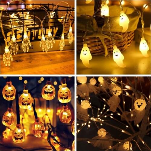 1.5M 10 LED Halloween String Lights Lamp Pumpkin Ghost Spider Bat Skull DIY Horror Halloween Decoration Festival Party Supplies