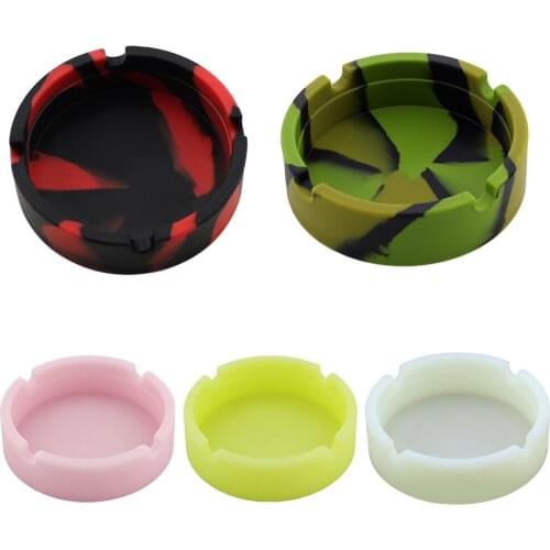 Luminous Silicone Ashtray Camouflage Round Ashtray High Temperature Heat Resistant Anti-fall Home Decor Bar Party Accessories