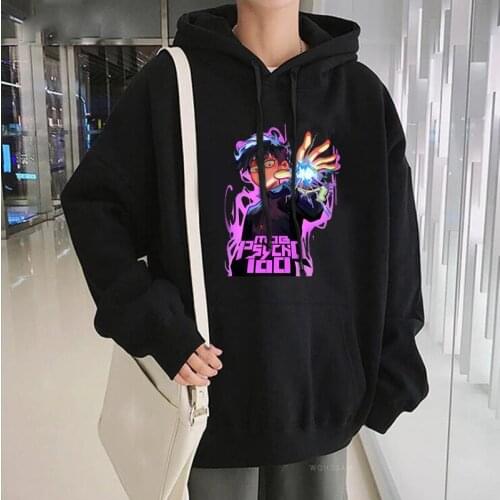 Japanese Anime Mob Psycho 100 Long Sleeve Hoodies Men/Women Harajuku Manga Funny Of Poster Graphics Oversized Casual Sweatshirts