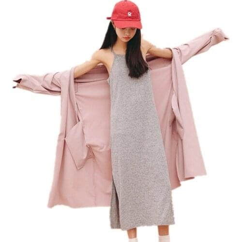 Spring Fashion Trench Coat Women"s Long Cardigan Coat 2020 Casual Autumn Cardigans Long Sleeves Lapel Duster Female Windbreaker