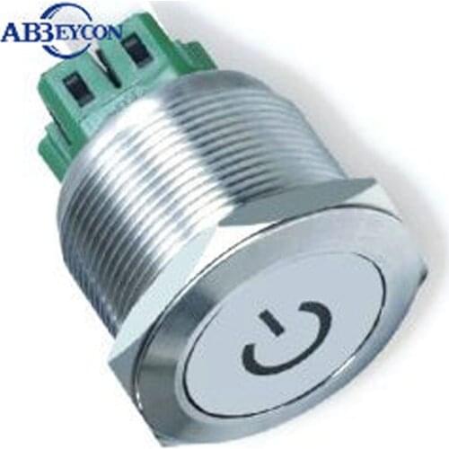 TY 2507F 25mm momentary 1NO1NC metal waterproof stainless steel switch power logo waterproof 120v switch
