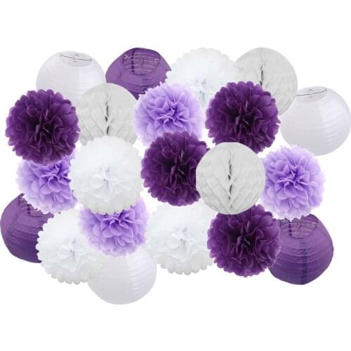 21pcs 8/10inch Paper Honeycomb Ball Flower Lantern Wedding Decorative Baby Shower Birthday Party Decoration Paper Pompoms