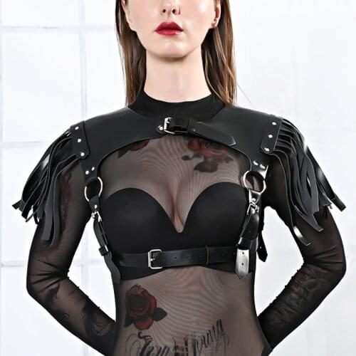 UYEE Sexy Erotic Underwear Garter Belt Stockings Leather Shoulders Harness Body Bondage Sexy Bra Cage Lingerie Suspenders