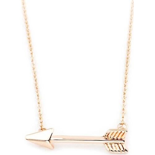 Minimalist Best Friend Gifts Horizontal One Direction Arrow Necklaces Pendants Women Men Boho Collana Donna Rose Gold Jewelry