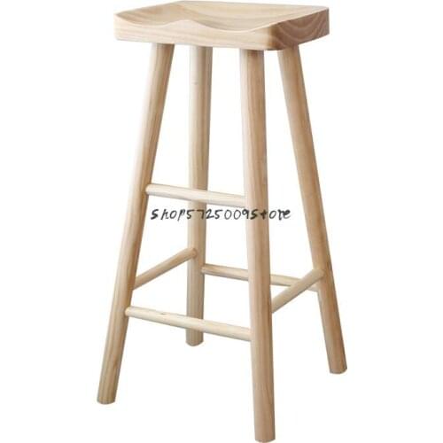 High Stool Simple Bar Chair Square Stool Domestic Bar Stool Solid Wood Bar Stool Ktv Chair Bar Stool Wood Bar Chair