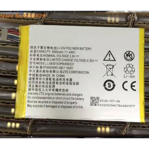 High Quality LI3830T43P6H856337 3000mAH Original Phone Battery For ZTE Blade S6 Lux Q7/-C G719C N939St Smart Mobile Phone