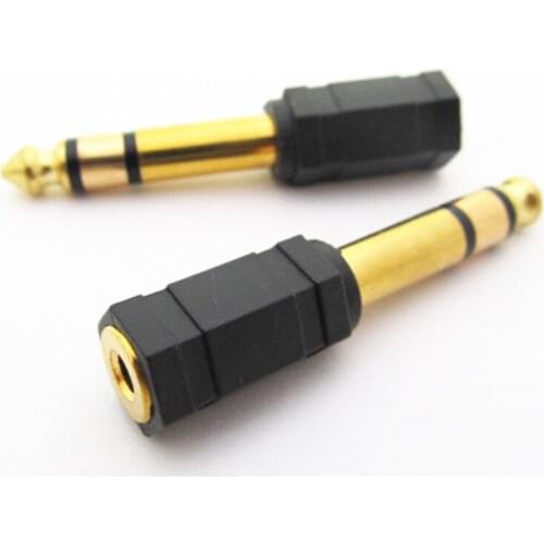 1pc Gold Hex 6.35mm 1/4" Stereo Male to 3.5mm 1/8" Female Audio Adapter Converter