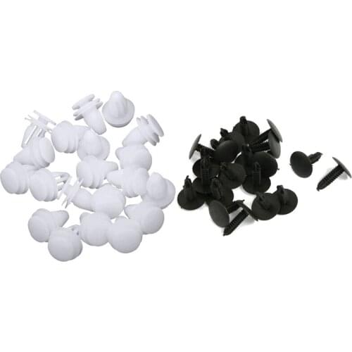 20 Pcs Car White Rivet Door Trim Clips Fastener & 20Pcs Plastic Fir Tree Trim Panel Clips 16mm Head for 4.8mm Hole Black