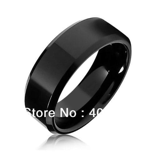 20pcs/Lot Wholesales Free Shipping USA Hot Selling 8MM Black Tungsten Mirror Finished Beveled Wedding Band Ring
