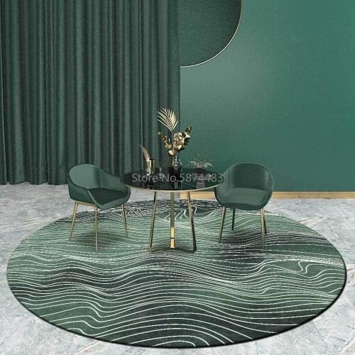 200cm Modern Emerald Abstract White Line Living Room Bedroom Hanging Basket Chair Round Floor Mat Carpet Customization