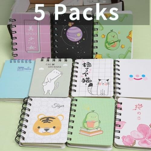 5Pcs/Set Cute Cartoon Mini Spiral Coil Notebook Portable Daily Weekly Planner Note Book Time Organizer School Supplies Gifts
