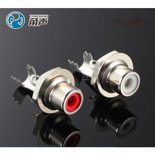 5Pcs Yongsheng YS372 red and white nickel-plated female RCA audio and video AV socket for digital signal transmission