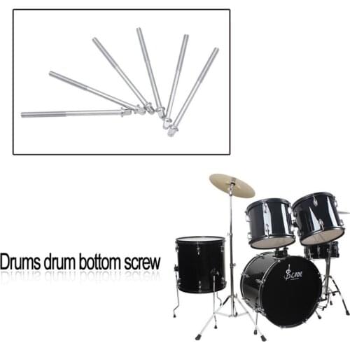6 Pcs Durable Drum Tension Rods Long Screws Bolts Musical Instrument Parts