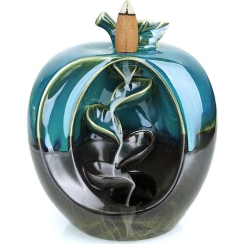 Fruit Backflow Incense Burner Ceramic Aromatherapy Furnace Smell Waterfalls Home Office Incense Road Crafts Tower Incense Holder