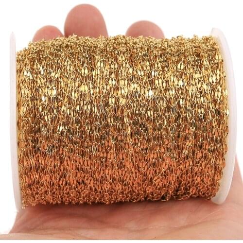 2m Stainless Steel Gold Lip Link Chain for DIY Anklet Necklaces Bracelet Jewelry Making Supplies Accessories Wholesale Lot Bulk