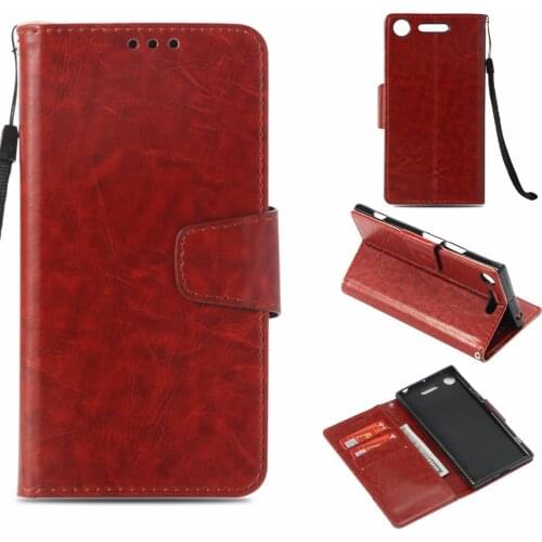 Wallet Case PU Leather Book Cover For SONY XZ1 Flip Cover Phone Case XZ1 COMPACT Card Holder Case XZ1 Case Flip Pure Color