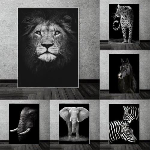 Black And White Animals Canvas Art Posters and Prints Lion Head Paintings on the Wall Nordic Art Animal Pictures Home Decoration