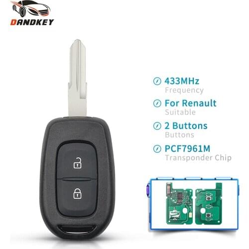 Dandkey For Renault Sandero Dacia Logan Lodgy Dokker Duster Trafic Clio4 Master3 2 Buttons Smart Remote Car Key 433mhz PCF7961M