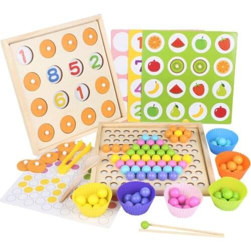 Kids Toys Montessori Wooden Toys Hands Brain Training Clip Beads Puzzle Board Math Game Baby Early Educational Toys For Children