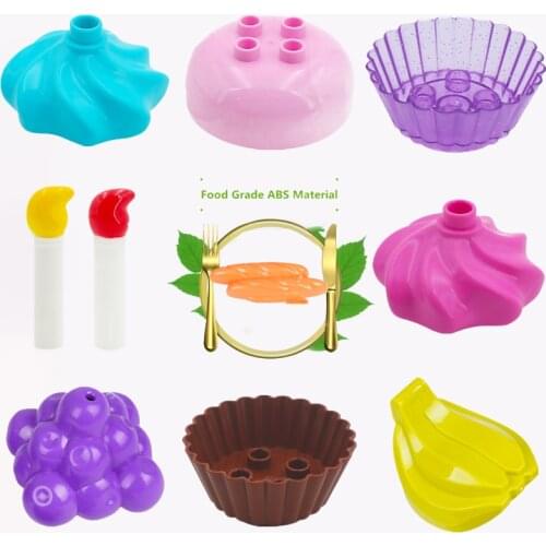Birthday Cake Candle Ice Cream Fruits Bricks Compatible With Accessories Parts DIY Big Size Building Blocks Kids Toys