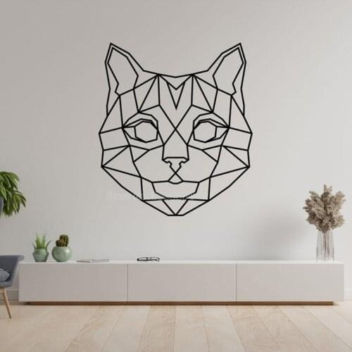 Geometric Cat Head Wall Decal Baby Nursery Kids Room Cat Pet Animal Geometric Vinyl Wall Stickers Bedroom Home Decoration LL2728