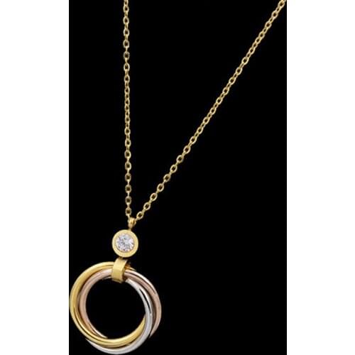 Hot Sale Handcuffs With Rhinestone CZ Rose Gold Color Stainless Steel Necklace