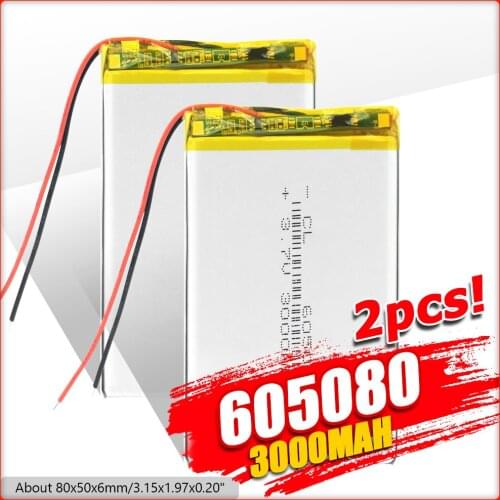 New 3.7V 3000mAh 605080 Lithium Polymer Li-Po li ion Rechargeable Battery cells For Mp3 MP4 GPS Tablet DVD Bluetooth-compatible