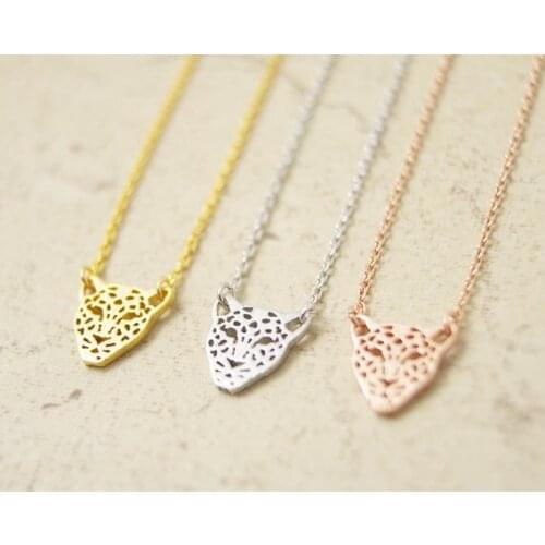 Fashion the leopard head hollow-out pendant necklace