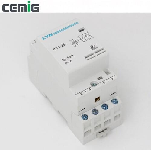 Cemig Household AC Modular Contactor CT1-25 4P 16A 20A 25A 4NO 50/60Hz 220/240V