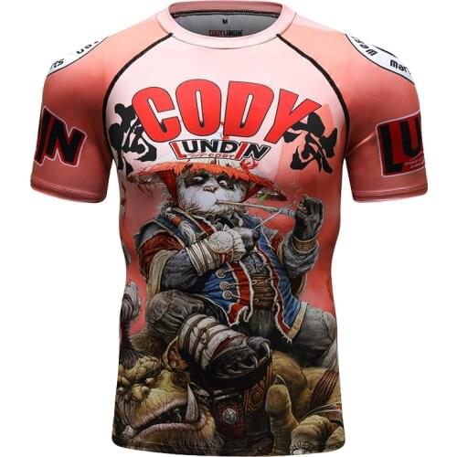 Guangzhou Mens Digital Printed Tshirt Running Tops Round-Neck Gym Rash Guard