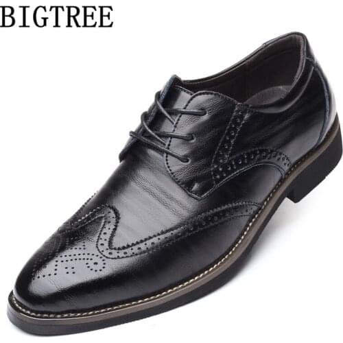 Mens Formal Shoes Genuine Leather Brogue Shoes Men Classic Italian Shoes Men Dress Luxury Brand Chaussure Homme Erkek Ayakkabi