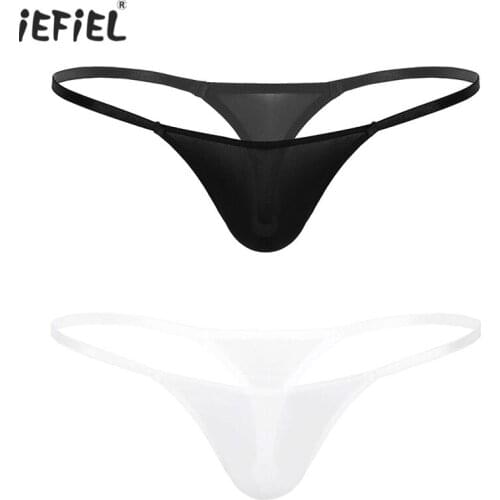 Iefiel Men Thong See Through Sheer Transparent Lingerie Briefs Sissy Panties Low Rise Mens Thongs and G-strings T-back Underwear