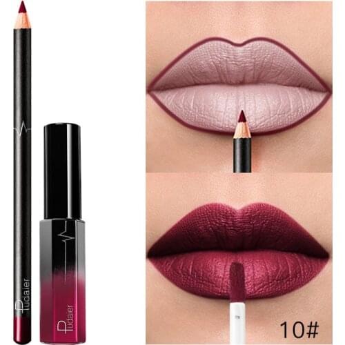 Pudaier matte lip gloss set 36 colors lip liner pen waterproof long lasting purple red nude brown lip tint PD041