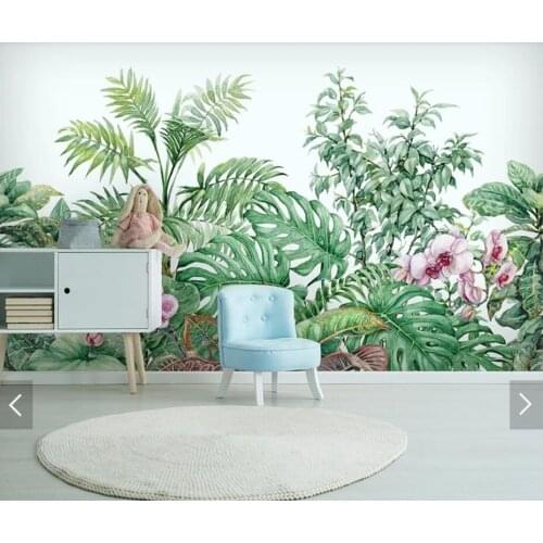 Nordic Tropical Leaf Wallpaper Mural Photo Wall Murals for Bedroom Wall Paper Roll Contact Paper Rainforest Banana Leaves Murals