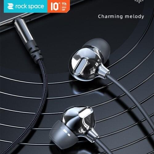 Rock space Earphone Stereo Headset In-Ear Earbuds 3.5mm Jack Wire Earphone With Mic for iPhone 6s Xiaomi Samsung fone de ouvido