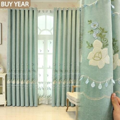 New Curtains for Living Dining Room Bedroom European Style Chenille Fabric Embroidered Curtains Finished Product Customization