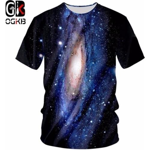 OGKB New Arrival Cool Print Galaxy Space 3d T Shirt Summer Hipster Short Sleeve Tee Tops Mens Hiphop Punk Casual T-Shirt Homme