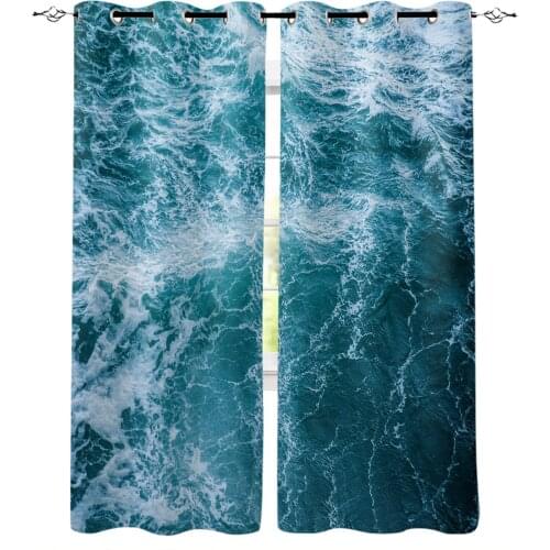 Sea Wave Landscape Windows Curtains For Living Room Bedroom Decorative Kitchen Curtains Drapes Treatments