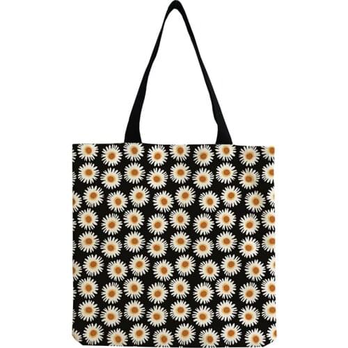 Refreshing Art Open Belt Tote Bags for Lady Daisy Plant Floral Womens Handbag Eco Friendly Large Capacity Carrying a Schoolbag