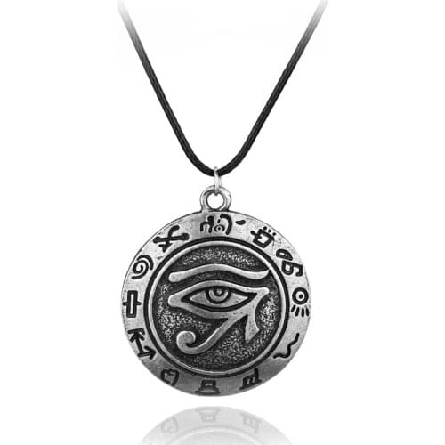 Egypt Eye Of Horus Necklace Charm Fashion Gray Rope Leather Spiritual protection Statement Necklaces For Women And Men Jewelry