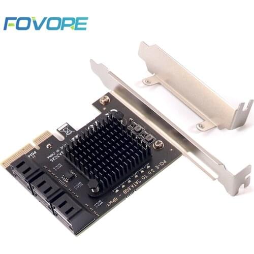 PCI e x4 to 6 Ports SATA 3 III 3.0 6Gb SSD Adapter PCIe PCI-e SATA3 Converter Controller Expansion Adapter Card Add On Cards