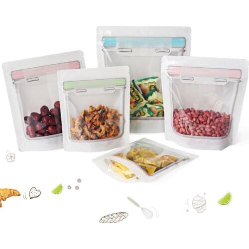 100pcs Mason Jar Plastic Gift Bags Mason Zipper Bag Reusable Food Seal Fresh Storage Container Kitchen Food Favor Saver Bag