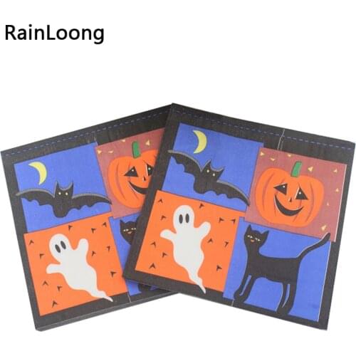 [RainLoong] Halloween Paper Napkins Bat Cushaw Napkins Decoration Servilleta 33*33cm 1 pack (20pcs/pack)