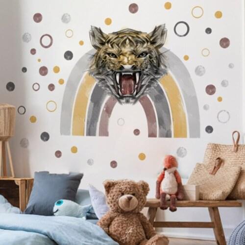 Multi Color Tiger-Head Wall Stickers For Kids Rooms Background Creative Wall Decals Pvc Kids Room Decoration