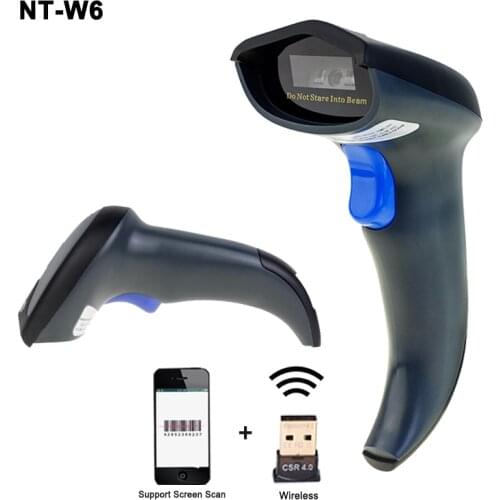 NETUM W6 2.4G Handheld USB Wireless Barcode Scanner 2000mAh CCD Bar Code Reader image scanner support screen scan for Window/Mac